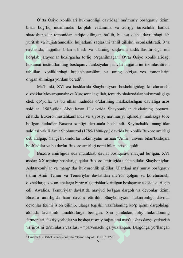 O’rta Osiyo xonliklari davrida arxiv ishi 5