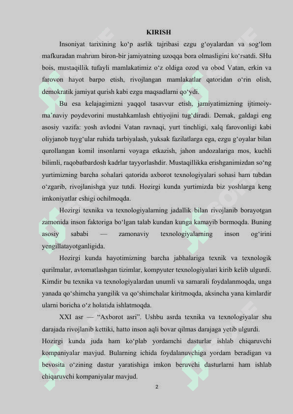 Kurs ishi  Tashkilot xodimlari ma’lumotlarini jamlovchi tizim 2