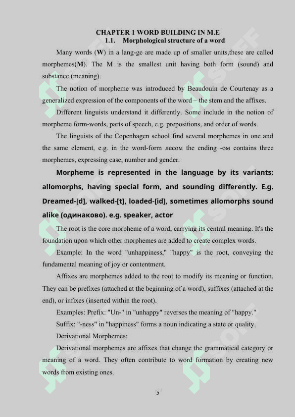 WORD BUILDING IN M.E 5