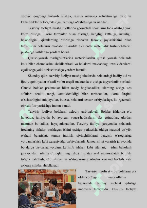 MTT DA KATTA GURUH BOLALARNING TASVIRIY FAOLIYATIGA RAHBARLIK QILISH. 8