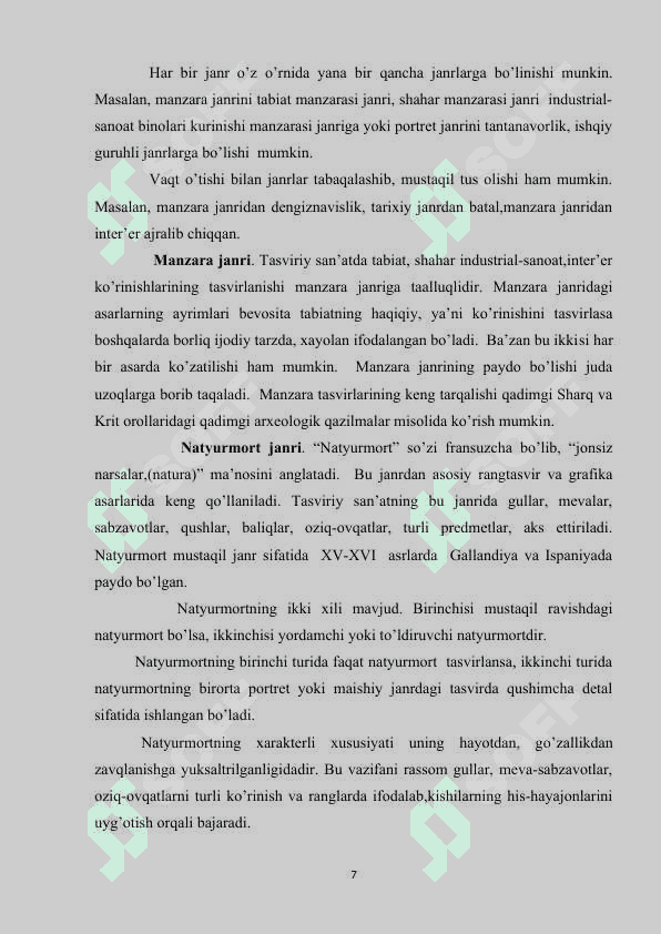 UMUMIY O‘RTA TA’LIM MAKTABLARIDA TASVIRIY SAN’AT MASHG‘ULOTLARINI O‘RGATISH 7