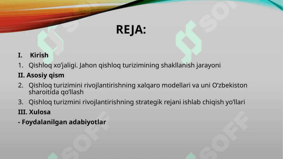 Xorijda qishloq turizmini rivojlantirish tajribasi. 2
