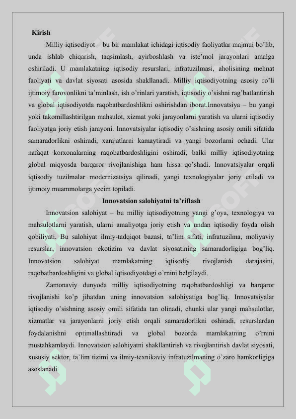Milliy iqtisodiyotning innovatsion salohiyati va undan foydalanish 4-Topshiriq 2
