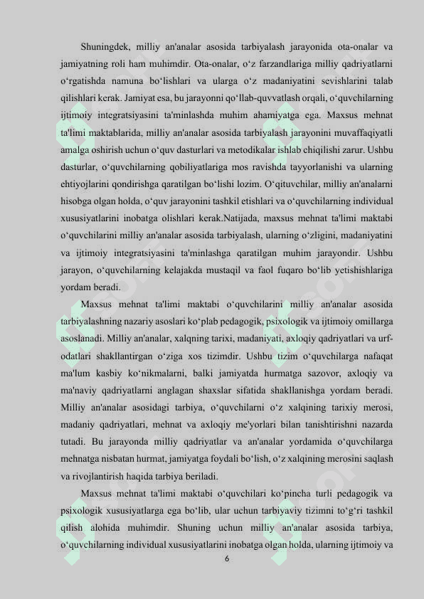 Maxsus mehnat ta’limi maktabi o‘quvchilarini milliy an'analar asosida tarbiyalash 6