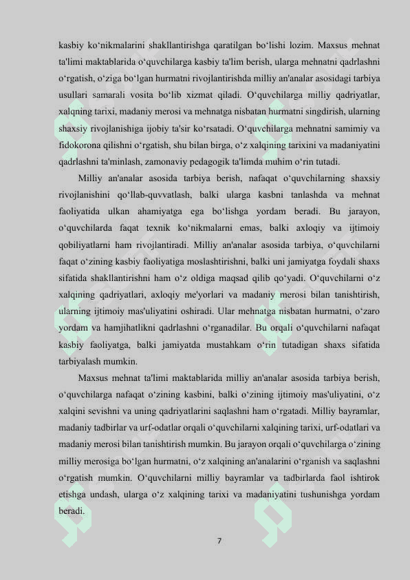 Maxsus mehnat ta’limi maktabi o‘quvchilarini milliy an'analar asosida tarbiyalash 7
