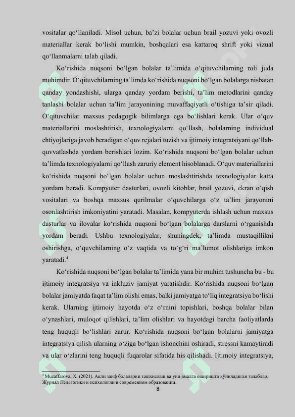 Ko‘rishida nuqsoni bo‘lgan bolalar ta’limining tashkiliy shakllari 8