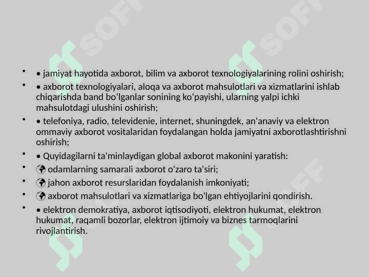 Axborotning jamiyatdagi o'rni va ahamiyati. 6