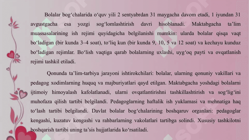 Umumiy tipdagi davlat va nosavlat MTTlarini tashkil qilish va o'quv faoliyatini yo'lga qo'yish. 5
