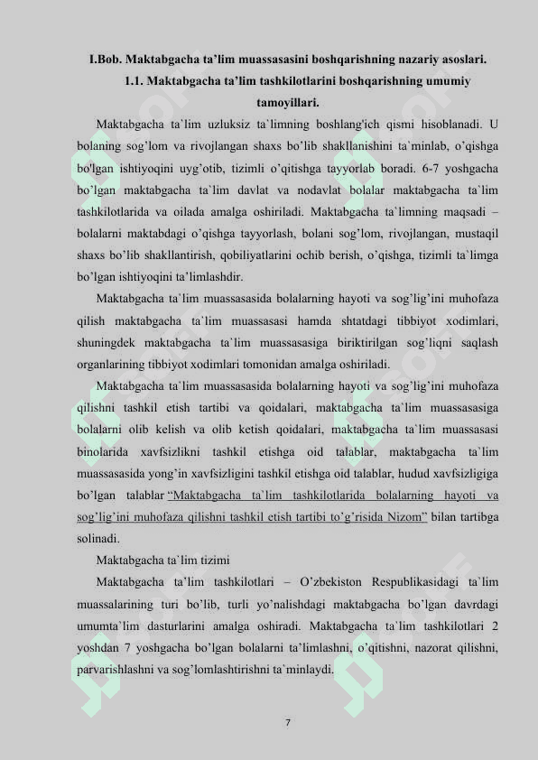 Maktabgacha ta’lim tashkilotlarini tekshirishi bo‘yicha mavzuli tekshirish akt loyihasini ishlab chiqish 6