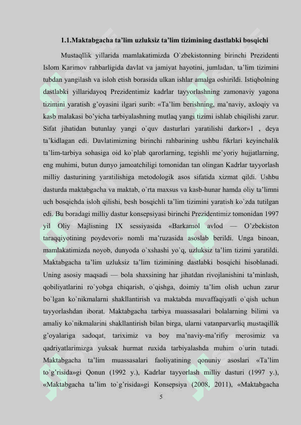O‘ZBEKISTONDA IJTIMOIY MAKTABGACHA TA'LIMNI VUJUDGA KELISHI VA TARAQQIYOT BOSQICHLARI 5