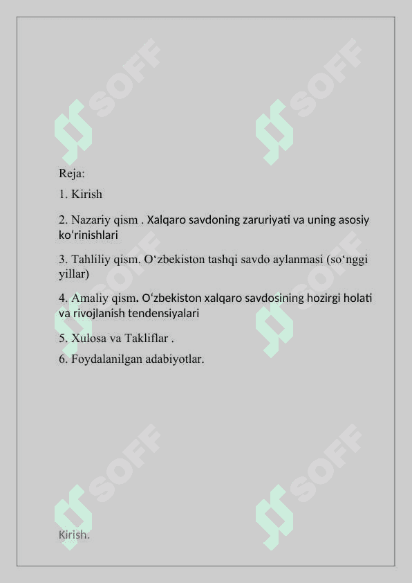 Xalqaro savdoning zaruriyativa uning asosiy ko’rinishlari 2