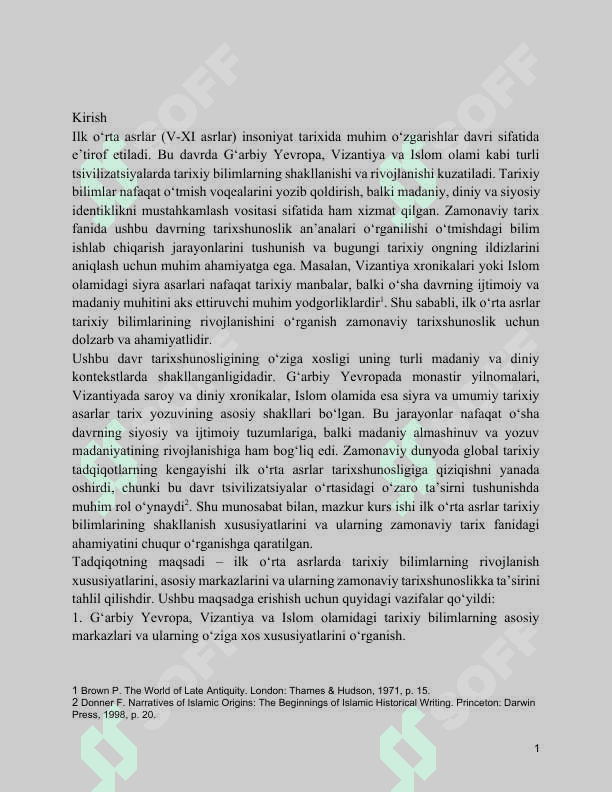 Ilk o‘rta asrlarda tarixiy bilimlarning rivojlanishi. 2