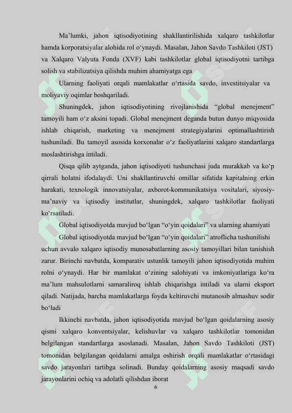 OʻZBEKISTONNING JAHON IQTISODIYOTIGA QOʻSHILISH   XUSUSIYATLARI 6