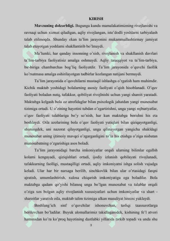 BOSHLANGʻICH SINF O'QUVCHILARI DIQQATI 2