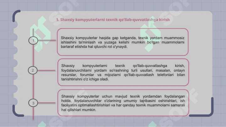 Shaxsiy kompyuterning texnikaviy ta’minotidan foydalanishning ahamiyati va usullari 3