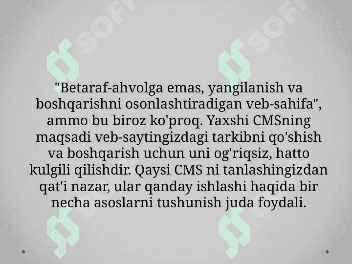 CMS - kontentni boshqarish tizimlari. 2