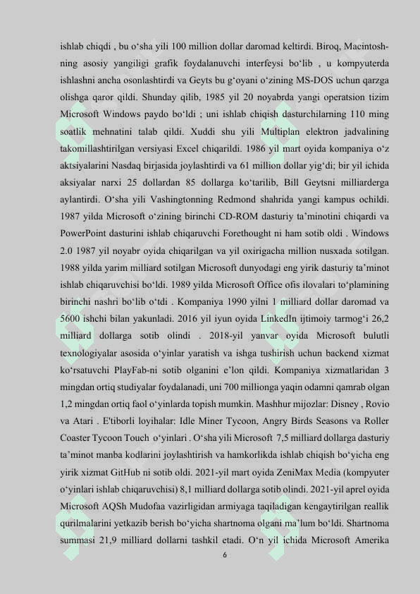 Microsoft office dasturini o’qitish metodikasi 6