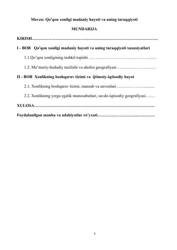 Qo'qon xonligi madaniy hayoti va uning taraqqiyoti