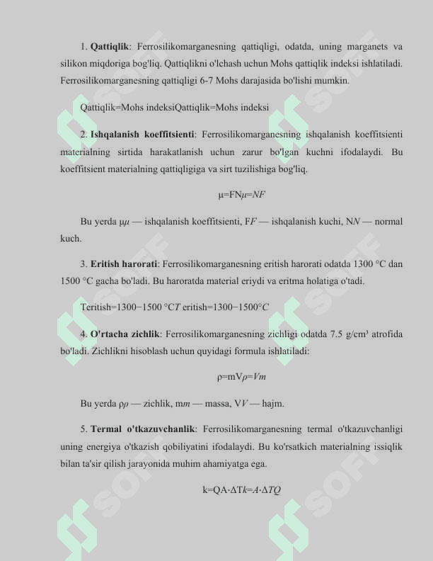 Ferrosilikomarganes ishlab chiqarish texnologiyasini tanlash va hisoblash 4