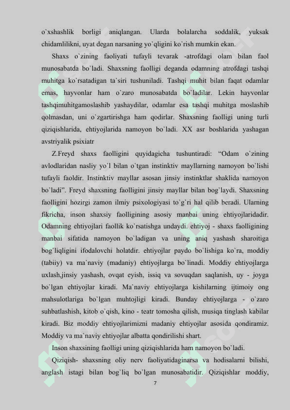 SHAXS TARAQQIYOTIDA EHTIYOJLARNING TA'SIRI 7