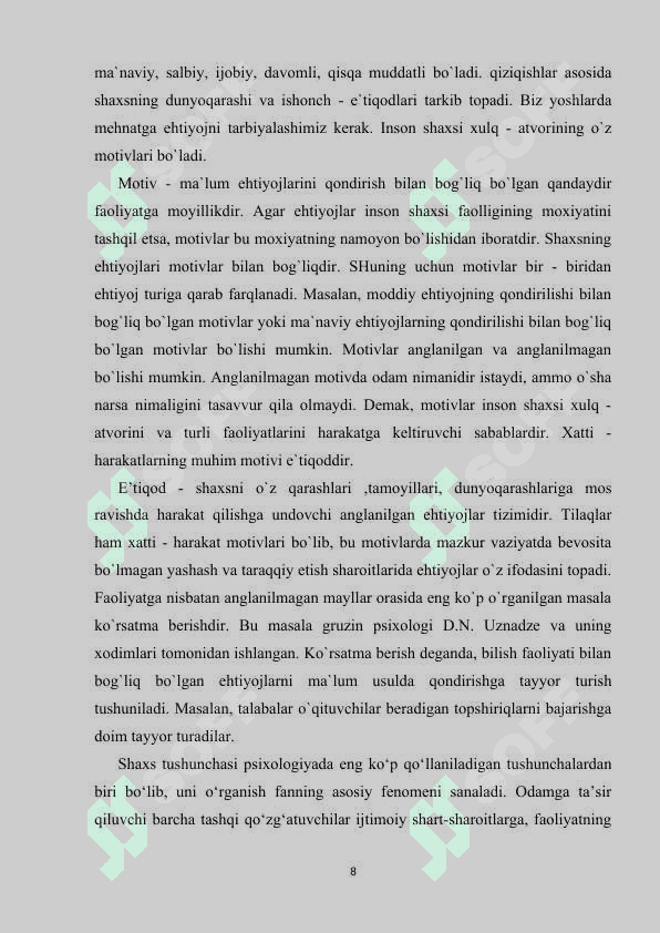 SHAXS TARAQQIYOTIDA EHTIYOJLARNING TA'SIRI 8