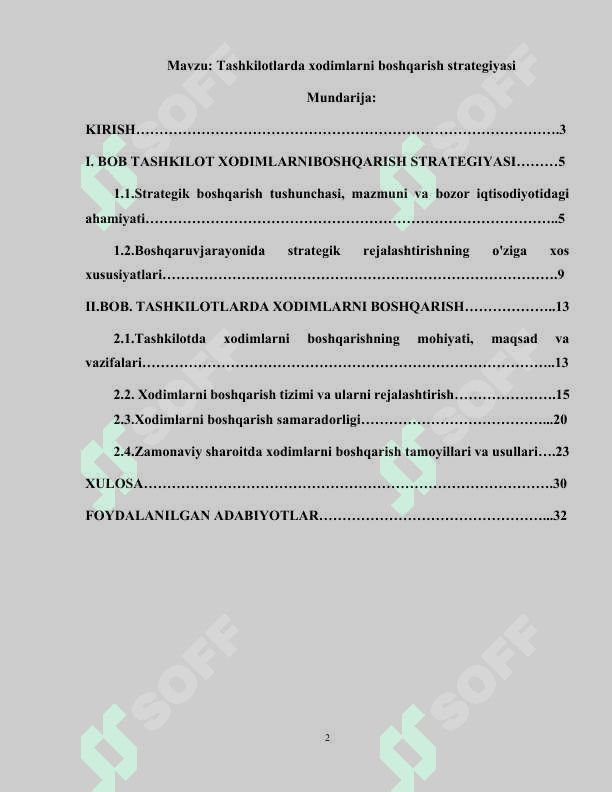 Tashkilotlarda xodimlarni boshqarish strategiyasi 2