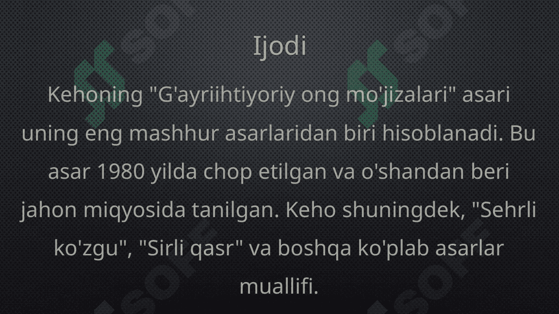 Djon Kehoning "G'ayriihtiyoriy ong mo'jizalari" 4