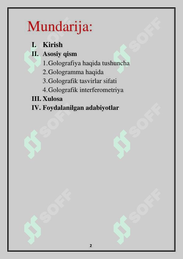 Golografiya va uning amaliyotda qoʻllanilishi 2