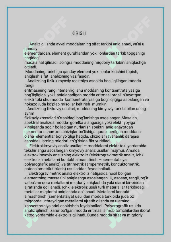 Sifat va miqdoriy analiz: moddalardagi elementlar tarkibini va ularning miqdorini aniqlash 3