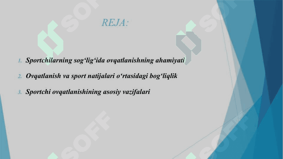 SPORTCHILARNING OVQATLANISHI HAQIDA 2