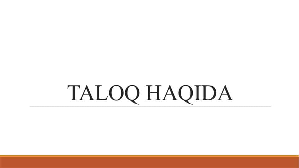 TALOQ HAQIDA
