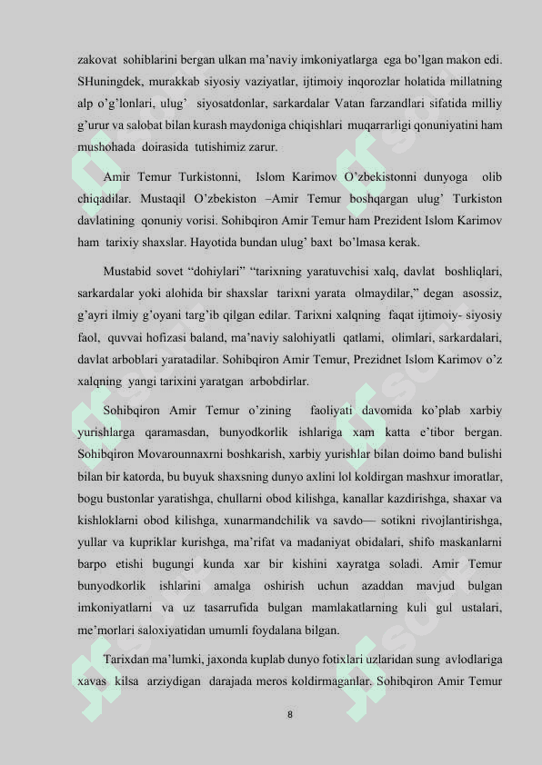 AMIR TEMUR DAVLATI ICHKI SIYOSATI 8