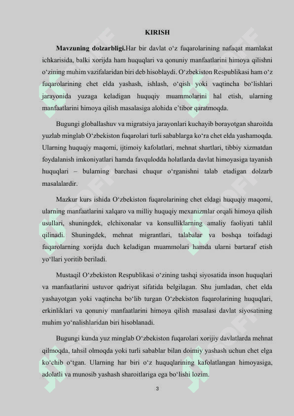 O‘ZBEKISTON FUQAROLARINING CHET ELDAGI HUQUQLARI VA QONUNIY MANFAATLARINI HIMOYA QILISH. 3