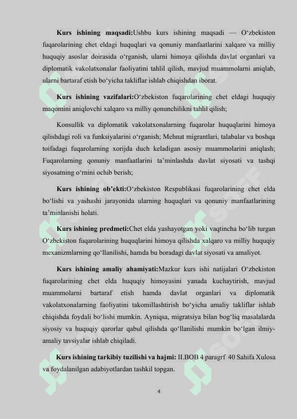 O‘ZBEKISTON FUQAROLARINING CHET ELDAGI HUQUQLARI VA QONUNIY MANFAATLARINI HIMOYA QILISH. 4