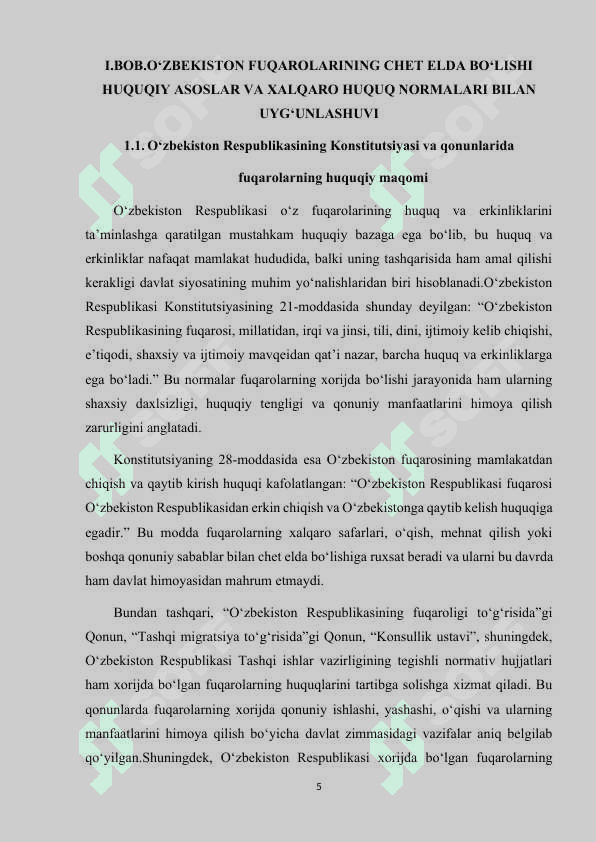 O‘ZBEKISTON FUQAROLARINING CHET ELDAGI HUQUQLARI VA QONUNIY MANFAATLARINI HIMOYA QILISH. 5