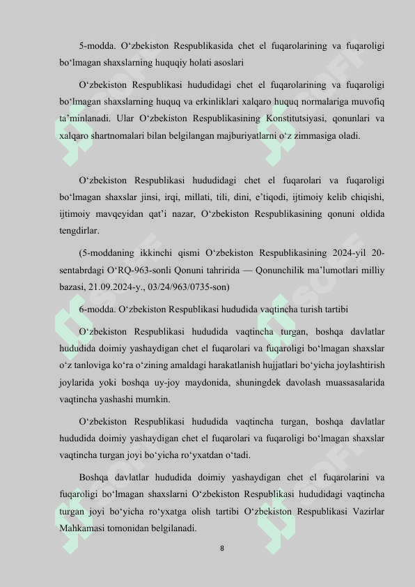 O‘ZBEKISTON FUQAROLARINING CHET ELDAGI HUQUQLARI VA QONUNIY MANFAATLARINI HIMOYA QILISH. 8