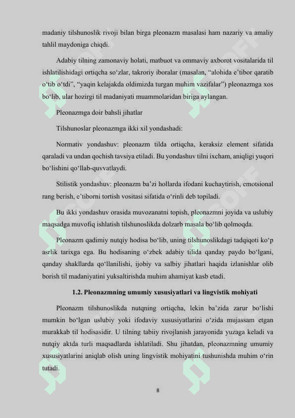 O'ZBEK ADABIY TILIDA PLEONAZM VA UNING QO'LLANILISHI 8