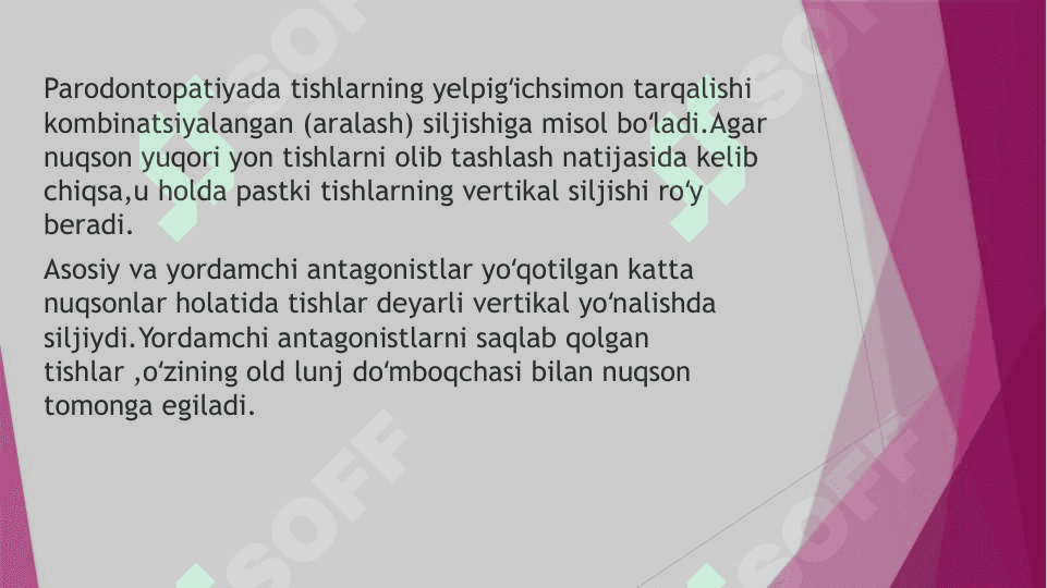 Tish qatori deformatsiyalarini            Gavrilov va Ponomaryova boʻyicha tasniflari 6