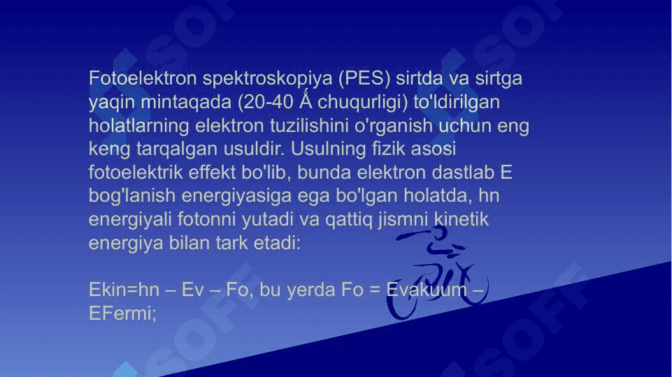 Fotoelektron (FES) va rentgenoelektron (RES) spektraskopiya 3