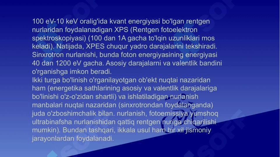 Fotoelektron (FES) va rentgenoelektron (RES) spektraskopiya 8