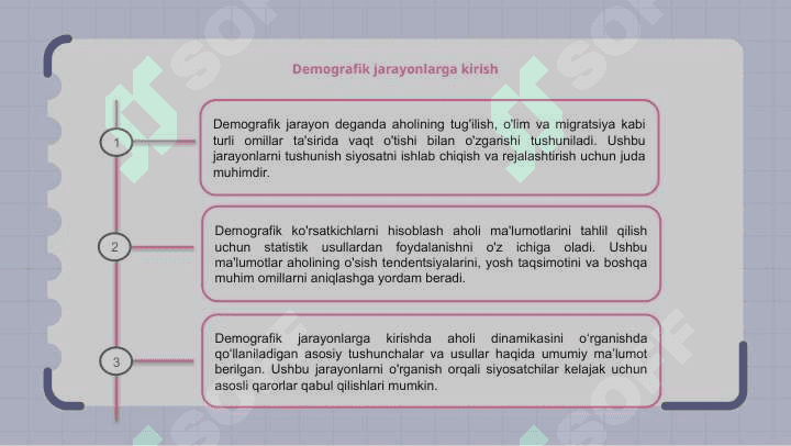 Aholi orasida demografik jarayon va demografik ko’rsatkichlarni hisoblash usullari 3