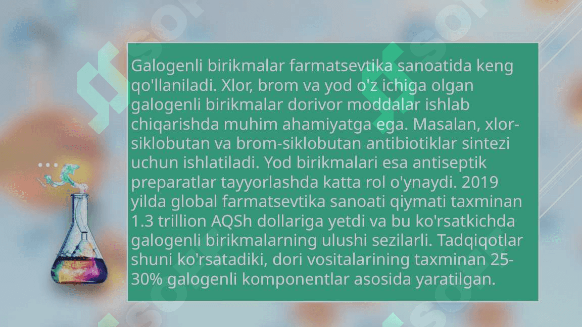 Galogen saqlagan organik birikmalarning qo'llanilishi 8