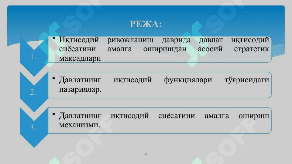 ИҚТИСОДИЙ СИЁСАТ АСОСЛАРИ ВА ТАРКИБИ 2