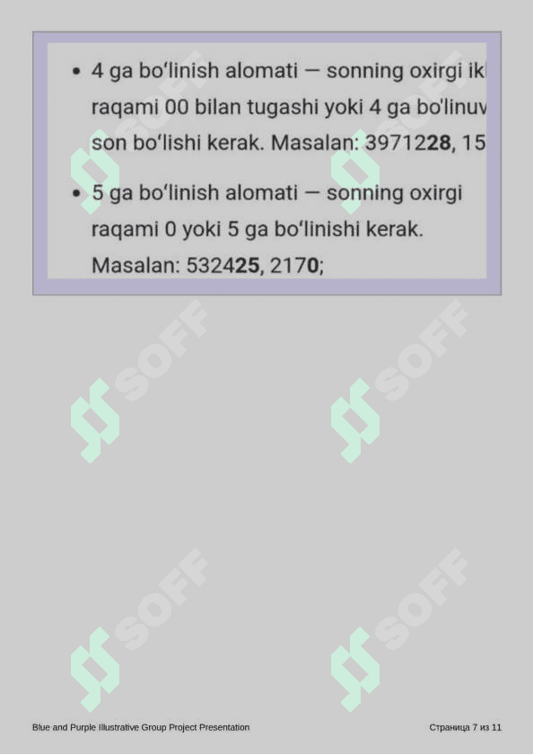 Matematikaga mustaqil talim uchun slayd referat 7