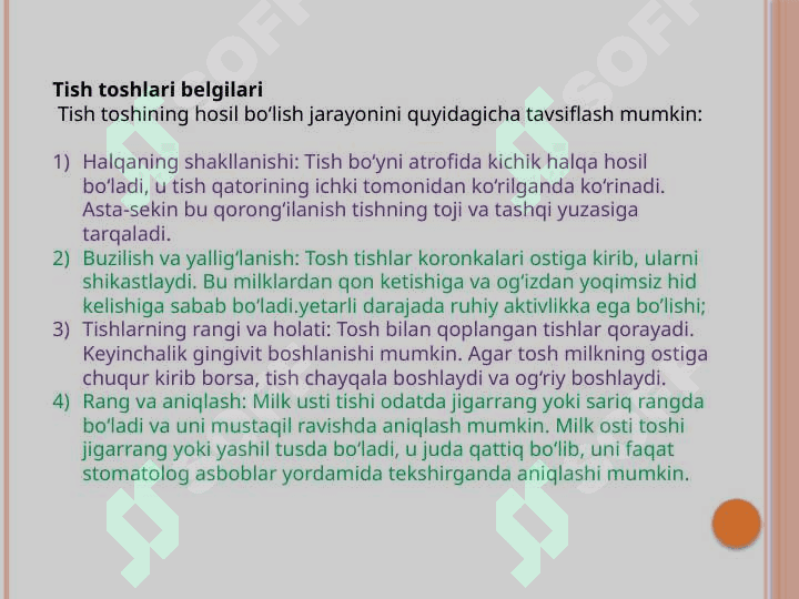 Tish karashlari, kariseogen xususiyatlarni aniqlash 5