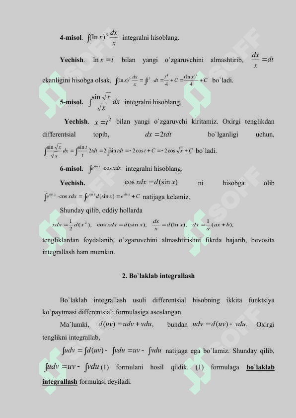 Aniqmas intеgralda o`zgaruvchini almashtirish usuli. 3