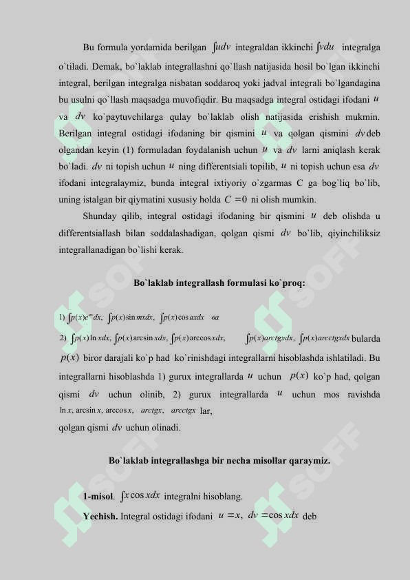 Aniqmas intеgralda o`zgaruvchini almashtirish usuli. 4