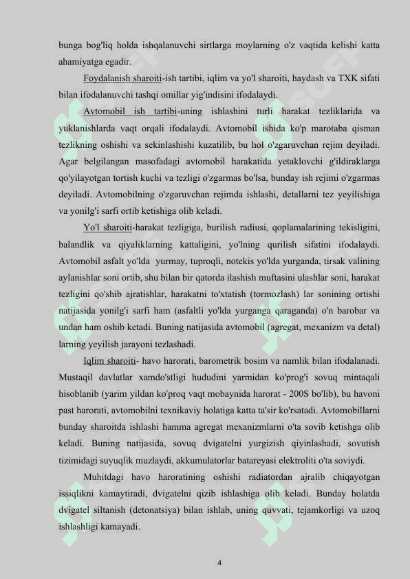 Avtotransport vositalari holati va harakatining hisobi. 4