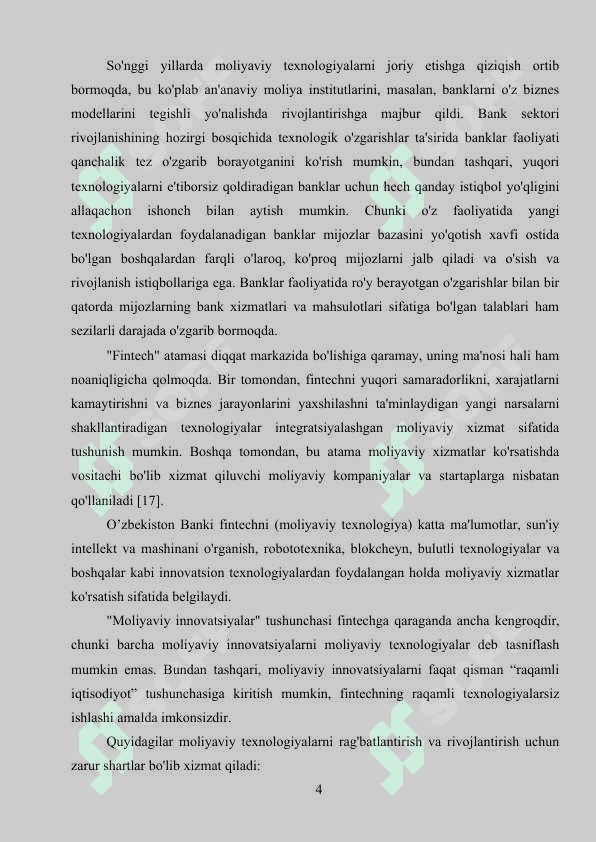 MOLIYAVIY TEXNOLOGIYALAR 4