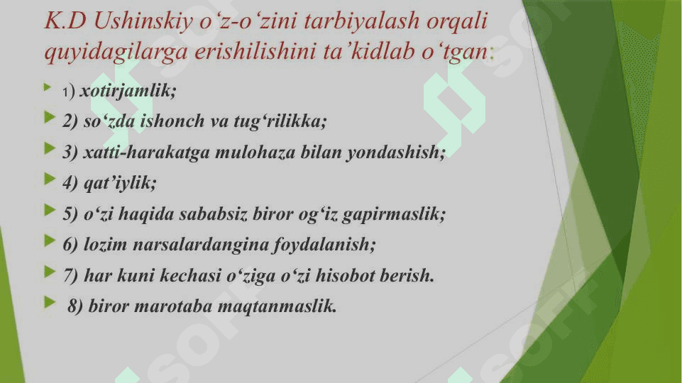 O‘Z-O‘ZINI TARBIYALASH VA O‘Z USTIDA ISHLASH. PEDAGOGIKA TAJRIBANI TO‘PLASH TIZIMI 5